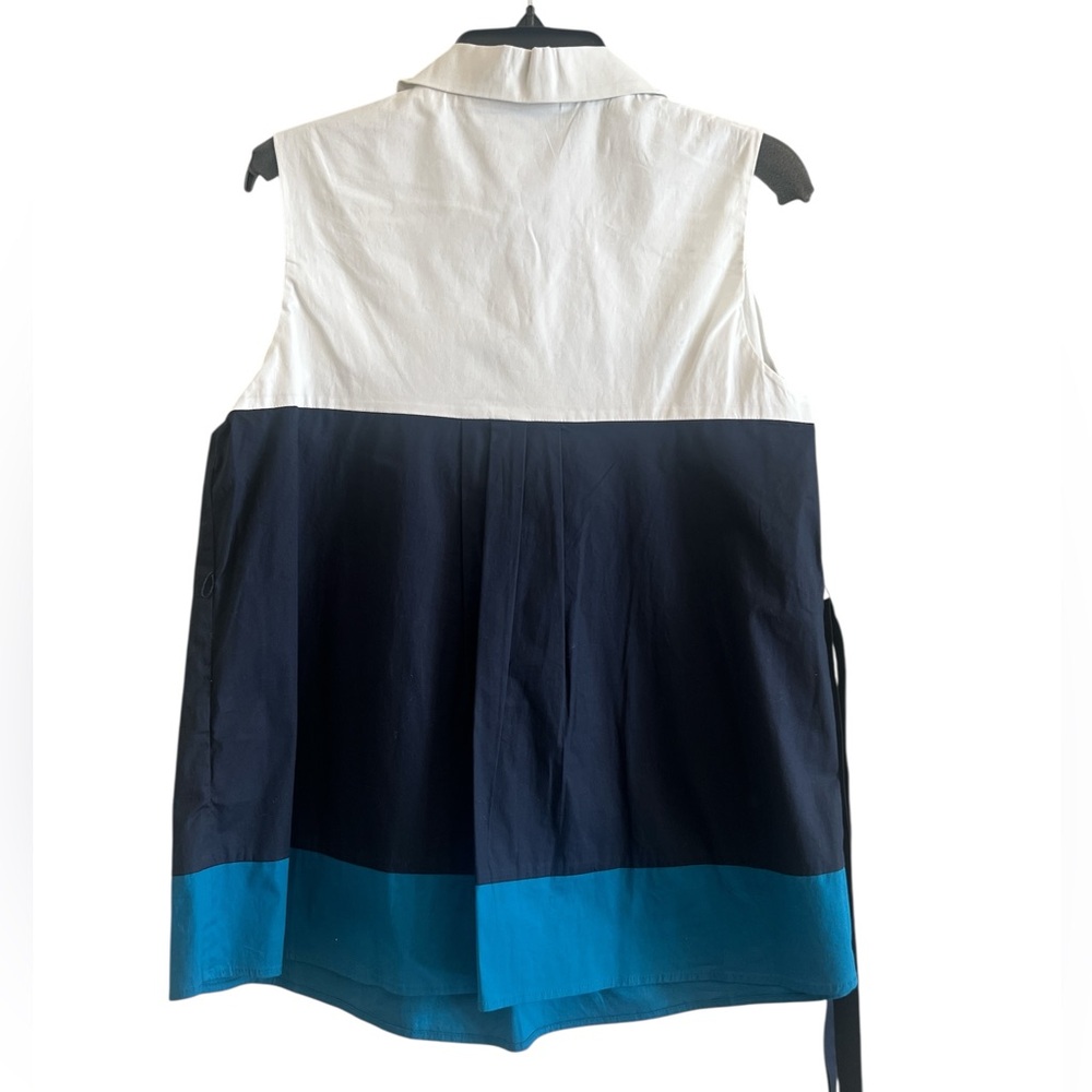 Simply Vera Vera Wang Sleeveless Colorblock Tunic in White, Navy & Teal - Picture 2 of 6